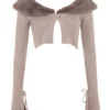 Dahlia Beige Kaschmir-Strickjacke