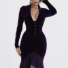 Dahna – Dunkelviolettes Samt-Korsetts-Kleid Dahna – Dunkelviolettes Samt-Korsetts-Kleid