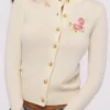 Daisie Elfenbein-Strickjacke aus Wolle und Kaschmir mit Blumenstickerei