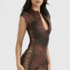 Daphne Mini-Kleid aus antikem Kupfer mit Schnürung Daphne Mini-Kleid aus antikem Kupfer mit Schnürung