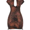 Daphne Mini-Kleid aus antikem Kupfer mit Schnürung Daphne Mini-Kleid aus antikem Kupfer mit Schnürung