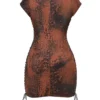 Daphne Mini-Kleid aus antikem Kupfer mit Schnürung Daphne Mini-Kleid aus antikem Kupfer mit Schnürung