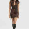 Daphne Mini-Kleid aus antikem Kupfer mit Schnürung Daphne Mini-Kleid aus antikem Kupfer mit Schnürung