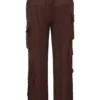 Daria Cargo-Hose aus schokoladenbraunem Satin Daria Cargo-Hose aus schokoladenbraunem Satin