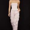 Daria Crystal Satin Cargo-Hose mit geradem Bein Daria Crystal Satin Cargo-Hose mit geradem Bein