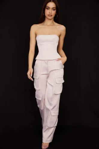 Daria Crystal Satin Cargo-Hose mit geradem Bein