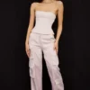 Daria Crystal Satin Cargo-Hose mit geradem Bein Daria Crystal Satin Cargo-Hose mit geradem Bein