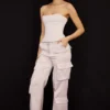 Daria Crystal Satin Cargo-Hose mit geradem Bein Daria Crystal Satin Cargo-Hose mit geradem Bein