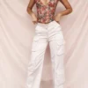Daria Crystal Satin Cargo-Hose mit geradem Bein Daria Crystal Satin Cargo-Hose mit geradem Bein