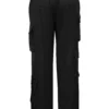 Daria – Gerade geschnittene Cargo-Hose aus schwarzem Satin Daria – Gerade geschnittene Cargo-Hose aus schwarzem Satin