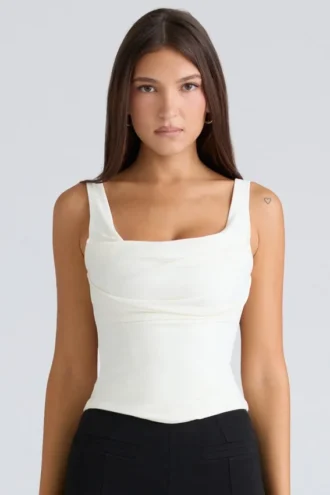Das Drape Neck Ivory Korsetts-Oberteil