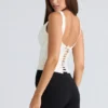Das Drape Neck Ivory Korsetts-Oberteil Das Drape Neck Ivory Korsetts-Oberteil