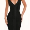 Das Icon Black Bandage Midi-Kleid