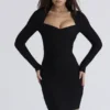 Das Naomi Black Langarm-Bandage-Minikleid Das Naomi Black Langarm-Bandage-Minikleid