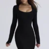 Das OG Black Langarm-Bandage-Minikleid Das OG Black Langarm-Bandage-Minikleid