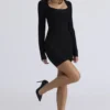 Das OG Black Langarm-Bandage-Minikleid Das OG Black Langarm-Bandage-Minikleid