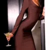 Das OG Chocolat Langarm-Bandage-Maxikleid Das OG Chocolat Langarm-Bandage-Maxikleid