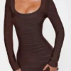 Das OG Chocolat Langarm-Bandage-Maxikleid Das OG Chocolat Langarm-Bandage-Maxikleid