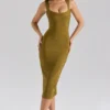 Das OG Olive Midi-Bandage-Kleid Das OG Olive Midi-Bandage-Kleid