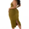 Das OG Olive Midi-Bandage-Kleid Das OG Olive Midi-Bandage-Kleid