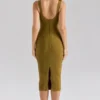Das OG Olive Midi-Bandage-Kleid Das OG Olive Midi-Bandage-Kleid