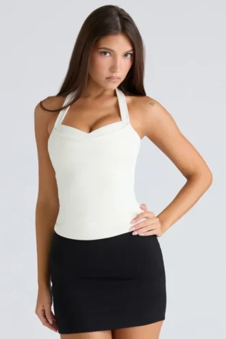 Das Peekaboo Ivory Neckholder-Korsetts-Oberteil