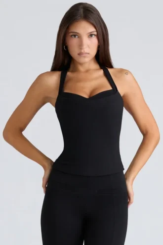 Das schwarze Peekaboo-Halter-Korsetts-Oberteil