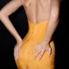Das Sculpt Orange Sherbet Midi-Bandage-Kleid