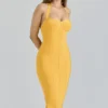 Das Sculpt Orange Sherbet Midi-Bandage-Kleid