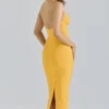 Das Sculpt Orange Sherbet Midi-Bandage-Kleid
