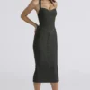 Das Supermodel Emerald Halter Neck Bandage Midi-Kleid Das Supermodel Emerald Halter Neck Bandage Midi-Kleid