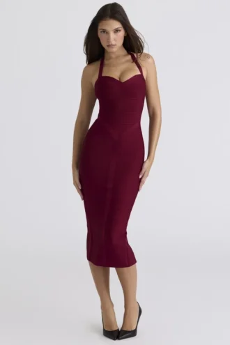 Das Supermodel Ruby Halter-Neck-Bandage-Midi-Kleid