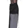 Debut Schwarzes schulterfreies Maxikleid aus Spitze Debut Schwarzes schulterfreies Maxikleid aus Spitze