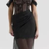 Debut Schwarzes schulterfreies Maxikleid aus Spitze Debut Schwarzes schulterfreies Maxikleid aus Spitze
