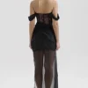 Debut Schwarzes schulterfreies Maxikleid aus Spitze Debut Schwarzes schulterfreies Maxikleid aus Spitze