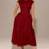 Debutante Berry Lace Rückenfreies Midikleid Debutante Berry Lace Rückenfreies Midikleid