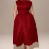 Debutante Berry Lace Rückenfreies Midikleid Debutante Berry Lace Rückenfreies Midikleid