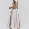 Debutante French Dove Moiré-Satin-Midi-Kleider mit Rückenausschnitt Debutante French Dove Moiré-Satin-Midi-Kleider mit Rückenausschnitt