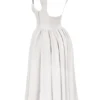 Debutante French Dove Moiré-Satin-Midi-Kleider mit Rückenausschnitt Debutante French Dove Moiré-Satin-Midi-Kleider mit Rückenausschnitt