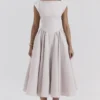 Debutante French Dove Moiré-Satin-Midi-Kleider mit Rückenausschnitt Debutante French Dove Moiré-Satin-Midi-Kleider mit Rückenausschnitt