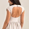 Debutante French Dove Moiré-Satin-Midi-Kleider mit Rückenausschnitt Debutante French Dove Moiré-Satin-Midi-Kleider mit Rückenausschnitt