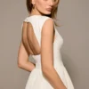 Debutante Midi-Kleid aus elfenbeinfarbenem Moiré-Satin