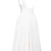 Debutante Midi-Kleid aus elfenbeinfarbenem Moiré-Satin