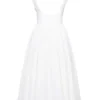 Debutante Midi-Kleid aus elfenbeinfarbenem Moiré-Satin