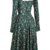 Delia Midi-Kleid mit grünem Blumenmuster Delia Midi-Kleid mit grünem Blumenmuster