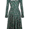 Delia Midi-Kleid mit grünem Blumenmuster Delia Midi-Kleid mit grünem Blumenmuster