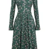 Delia Midi-Kleid mit grünem Blumenmuster Delia Midi-Kleid mit grünem Blumenmuster