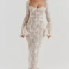 Delilah Vintage-Maxikleid aus cremefarbener Spitze