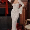 Delilah Vintage-Maxikleid aus cremefarbener Spitze