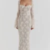 Delilah Vintage-Maxikleid aus cremefarbener Spitze